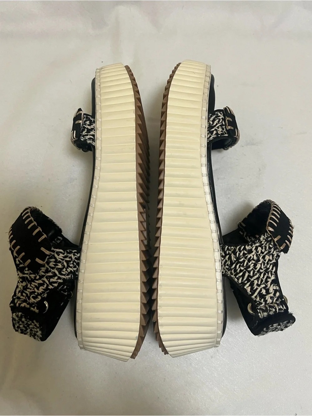Dolce Vita Black and Cream Platform Strap Sandals